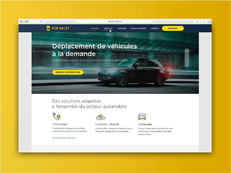 Pop Valet - Transport - Solution de réservation